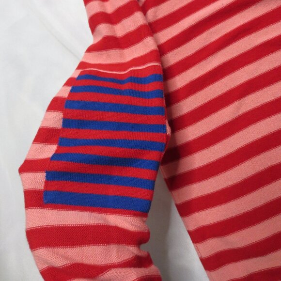 CABI womens SWEATER pink CARDIGAN red STRIPED picnic POCKET size XL - Picture 7 of 11